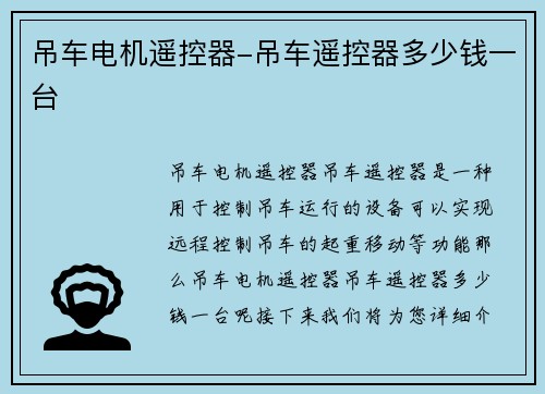 吊车电机遥控器-吊车遥控器多少钱一台